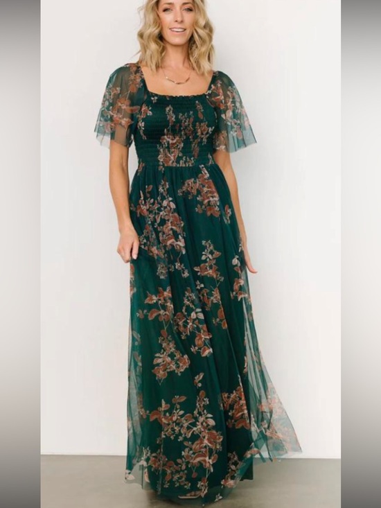 Baltic Born Dresses & Skirts - Baltic Born Cassandra Tulle Maxi Dress Size 3XL Teal Floral Mesh